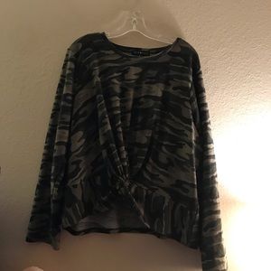 Plus size long sleeve camo shirt